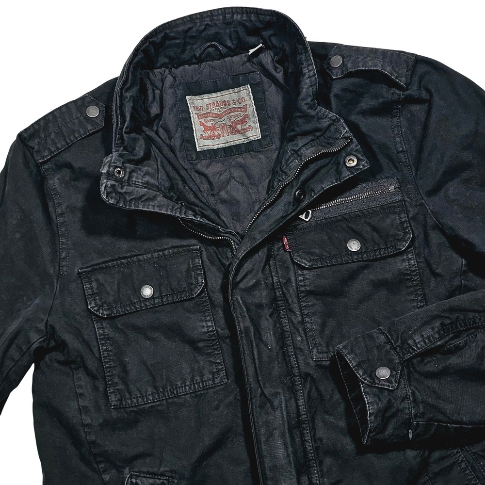 Levi's Field Jacket Mens Small Black Cotton Canvas Quilted Utility Tactical